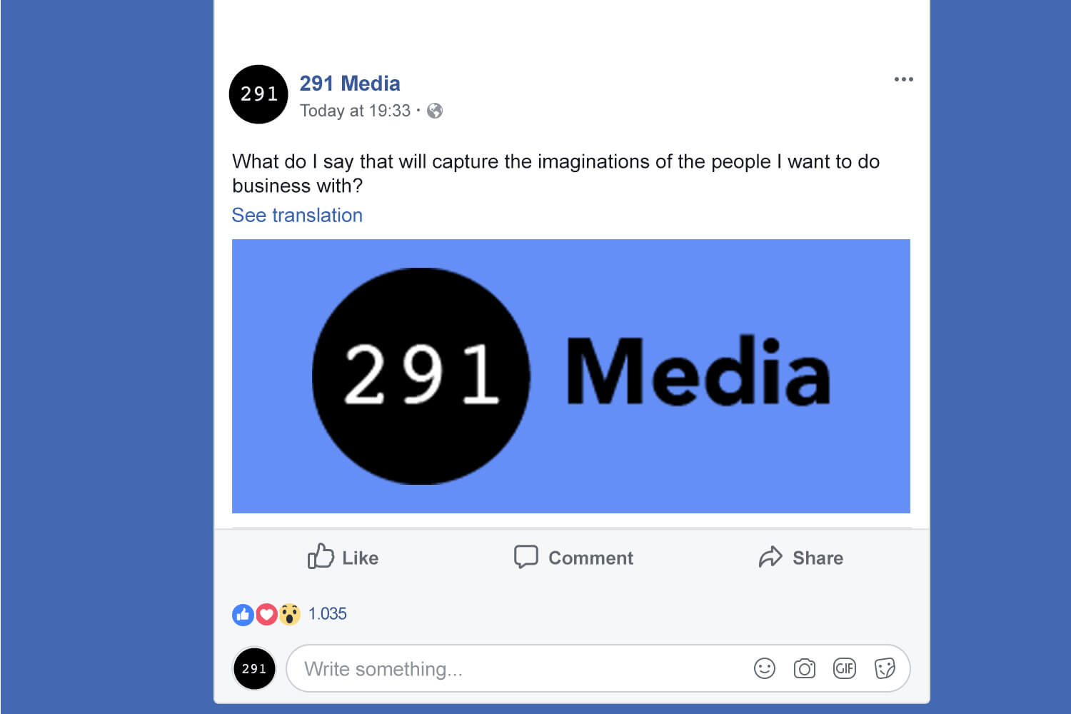 A mock up of a Facbook post